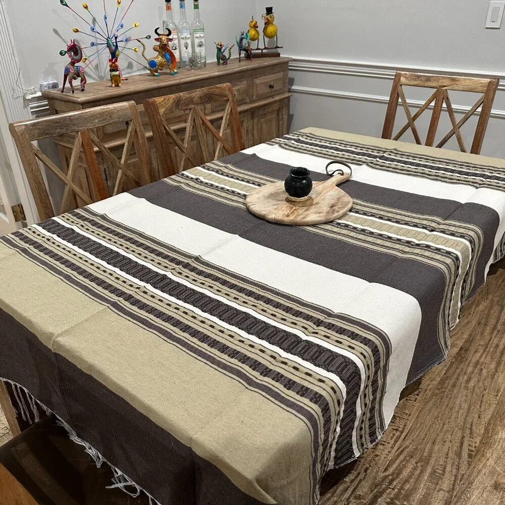 79'' Tablecloth from Oaxaca Mexico made with Handloom fabric. Handmade